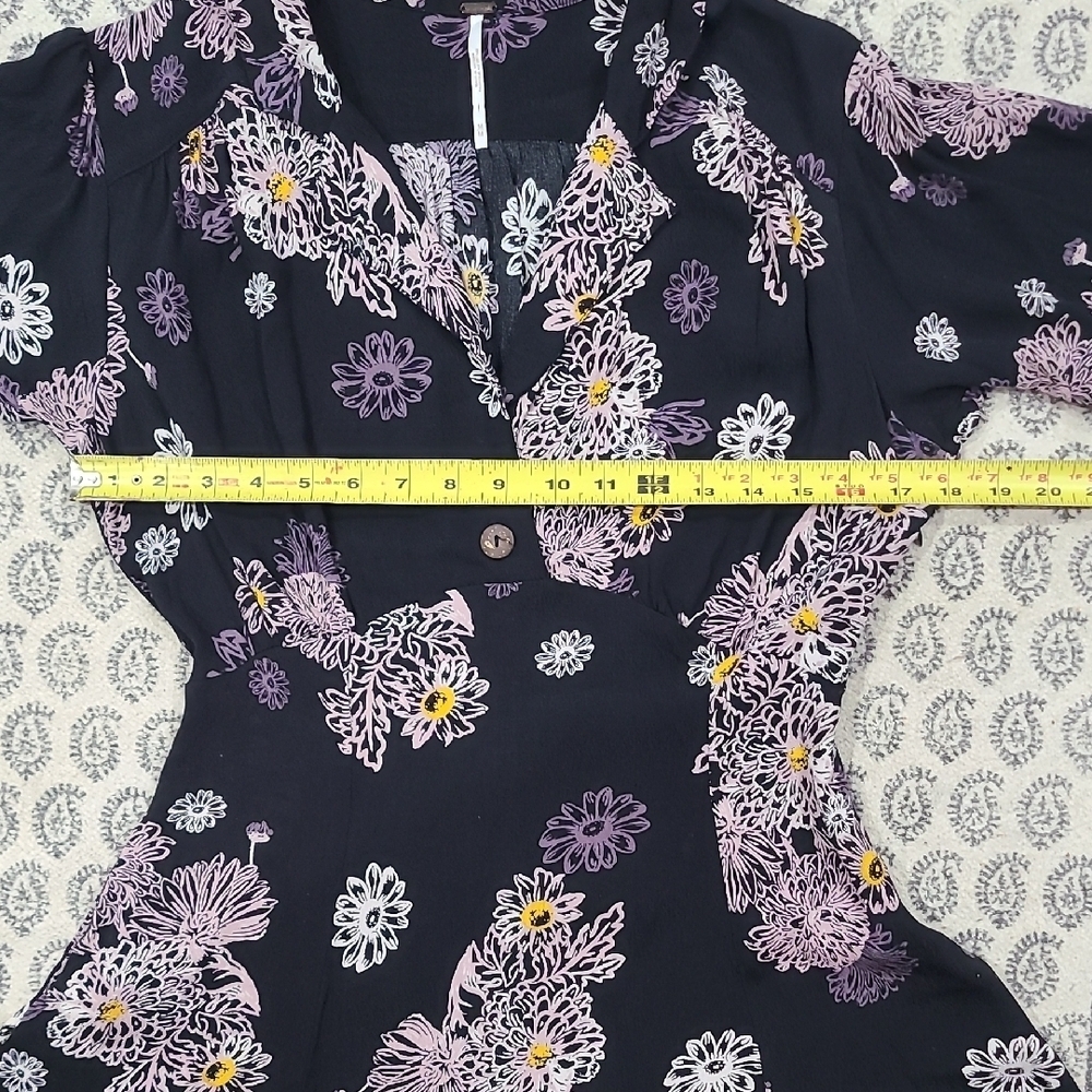 Free People Black and Purple Floral Mini Dress - Picture 7 of 15